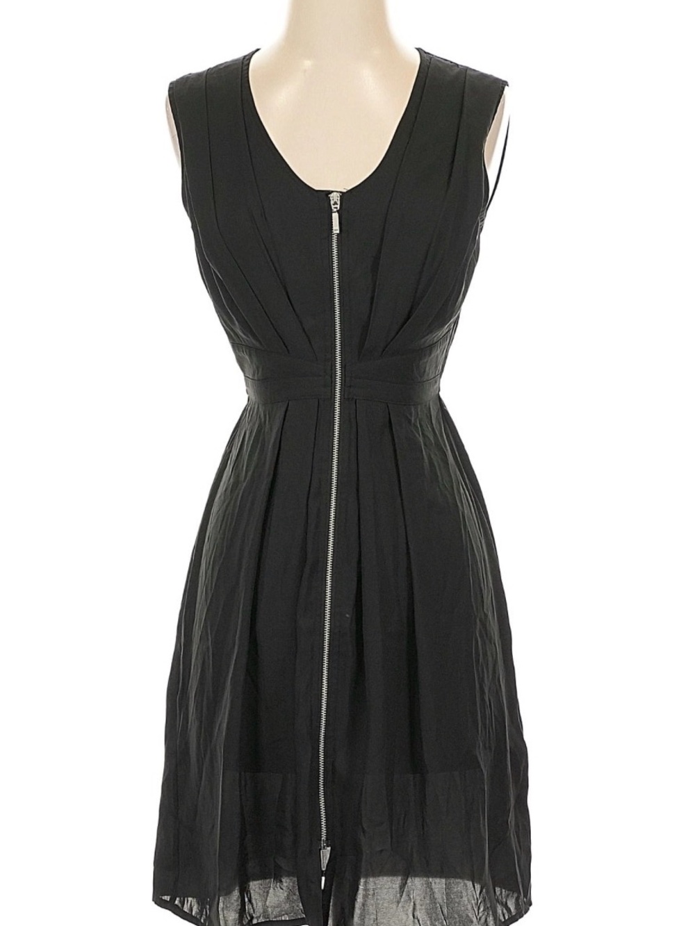 H&M Black Sleeveless Zip-Front Mini Dress